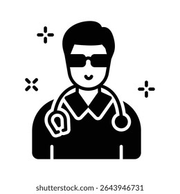 Here is a premium glyph style icon of doctor with stethoscope