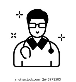 Here is a premium glyph style icon of doctor with stethoscope