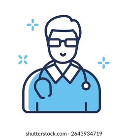 Here is a premium linear style icon of doctor with stethoscope