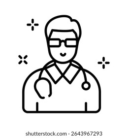 Here is a premium linear style icon of doctor with stethoscope