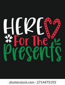 Aquí para los regalos Navidades Diseño de texto vacaciones
