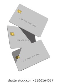 Here are  realistic mock credit card or debit cards that are isolated on the background. This is a 3-d illustration about bank cards, finances and business.