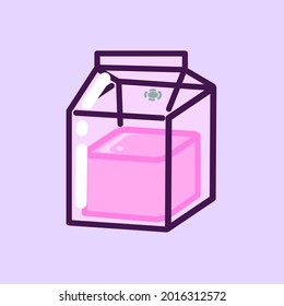 Here is a simple flat vector of a transparant strawberry milk box.