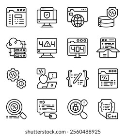 Here are some cool icons in the pack of programming. Modern style vectors are isolated on white background depicting the concept of web and development in the form of various icons. 