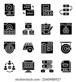 Here are some cool icons in the pack of programming. Modern style vectors are isolated on white background depicting the concept of web and development in the form of various icons. 