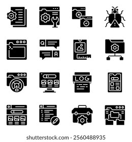 Here are some cool icons in the pack of programming. Modern style vectors are isolated on white background depicting the concept of web and development in the form of various icons. 