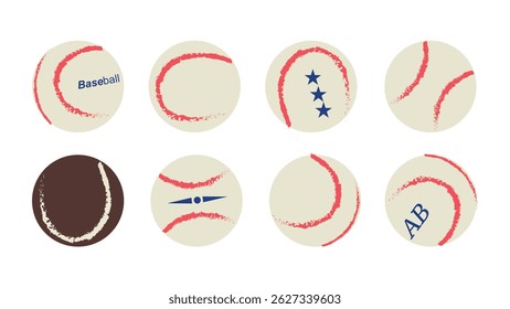Here are some types of balls used to play baseball and softball, they consist of the same shape with different motifs and colors