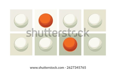 Here are some types of balls used to play golf, they consist of the same shape with different motifs and colors