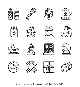 Here is a trendy bundle of festive celebration line icons