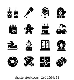 Here is a trendy bundle of festive celebration glyph icons