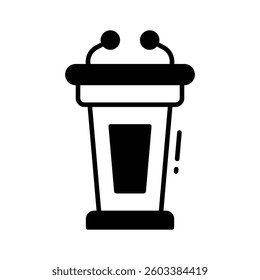 Here is a trendy glyph icon of speaking podium