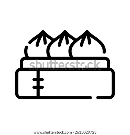 Here is a trendy line style icon of dumplings pot
