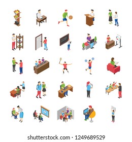 Here we have college and university students flat icons pack to rectify and use in education, lecturer, graphic designing, template making and other related fields.  