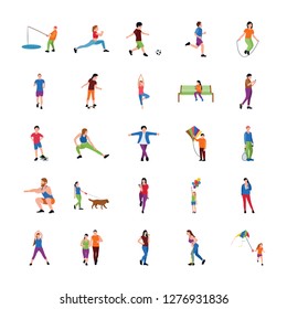 
Here we have people in park flat icons set. These icon can be used in graphic designing, project designing, park amusement, template making, park activities.