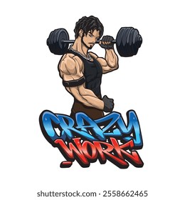 Here it is Workout Man Anime Logo for your mascot, tshirt and logo business. This cartoon logo explain about healthy, and someone who love or like to workout gym