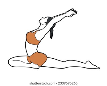 Here is a yoga action illustration depicting various poses performed by a female practitioner.