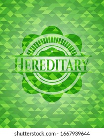 Hereditary green mosaic emblem. Vector Illustration. Detailed.