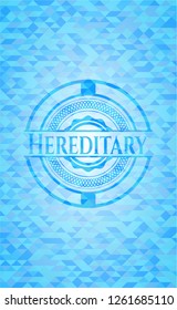 Hereditary sky blue emblem. Mosaic background