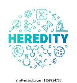 Heredity round colorful symbol in outline style. Vector thin line illustration on white background