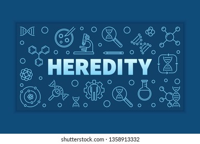 Heredity vector outline blue concept horizontal illustration or banner