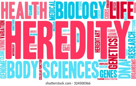 Heredity word cloud on a white background. 