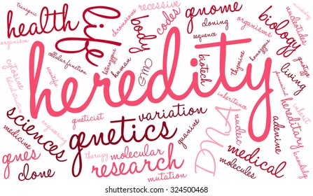 Heredity word cloud on a white background. 