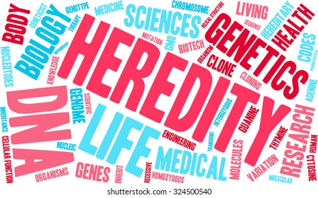 Heredity word cloud on a white background. 