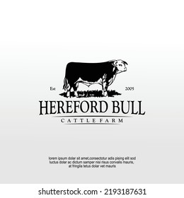 Hereford bull cattle farm logo design idea