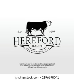 hereford bull cattle farm logo design idea