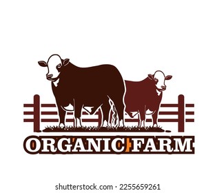 HEREFORD CATTLE LOGO, silhouette of great breeds farms vector illustrations