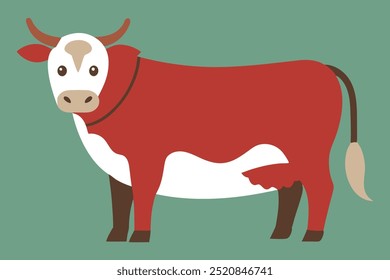 Hereford Cow Vector Illustration, Farm Animal Clipart, Cattle Graphic, Livestock Design, Ranch Icon