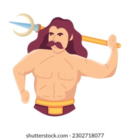 Esta es una ilustración plana del dios del posidón