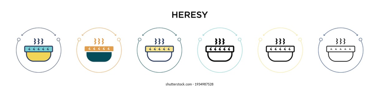 Heresy icon in filled, thin line, outline and stroke style. Vector illustration of two colored and black heresy vector icons designs can be used for mobile, ui, web
