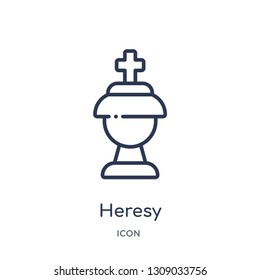 heresy icon from religion outline collection. Thin line heresy icon isolated on white background.