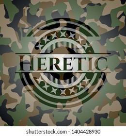 Heretic on camo texture. Vector Illustration. Detailed.