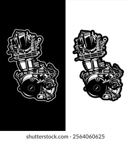 Herex motorcycle block engine vector