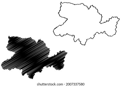 Herford district (Federal Republic of Germany, State of North Rhine-Westphalia, NRW, Detmold region) map vector illustration, scribble sketch Herford map