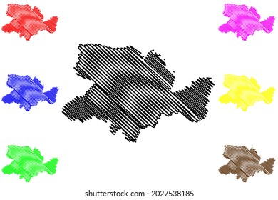 Herford district (Federal Republic of Germany, State of North Rhine-Westphalia, NRW, Detmold region) map vector illustration, scribble sketch Herford map