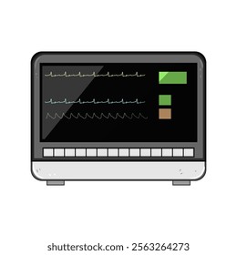 herhythm ekg monitor cartoon. cardiac electrocardiogram, electrodes waveform, diagnosis healthcare herhythm ekg monitor sign. isolated symbol vector illustration