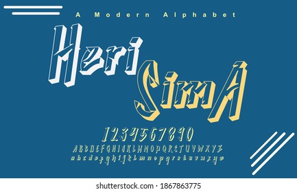 Herisima font. Elegant alphabet letters font and number. Lettering Minimal Fashion Designs. Typography fonts regular uppercase and lowercase. vector illustration