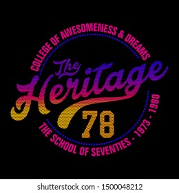 The Heritage 78 dot gradient colorful,Graphic design print t-shirts sport women,vector