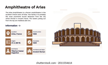 The Heritage of Amphitheatre of Arles Monumental Design-Vector Illustration