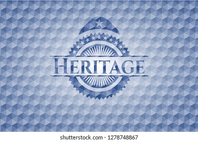 Heritage blue hexagon emblem.