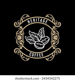 Heritage Coffee Vintage Logo Badge Vector Illustration