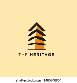 Heritage and Cultural Buidling Simple Logo Design. Pagoda and Temple Simple Illustration Logo Icon.

