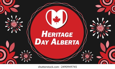 Heritage Day Alberta  vector banner design with geometric shapes and vibrant colors on a horizontal background. Happy Heritage Day Alberta modern minimal poster.