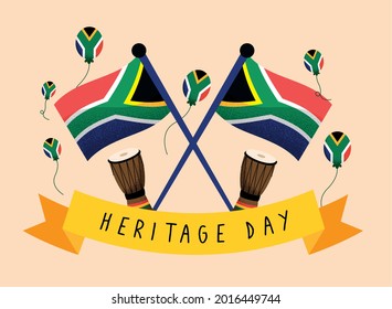 Heritage Day Banner With Flags