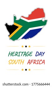 Heritage Day concept, flag in the form of a contour of the territory of South Africa. Vector illustration on a white background.