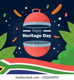 heritage day design with african flag and grill