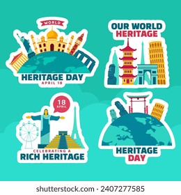 Heritage Day Label Flat Cartoon Hand Drawn Templates Background Illustration